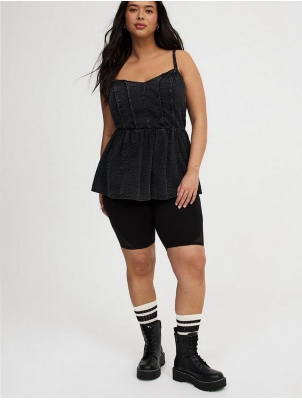 Torrid Black Textured Peplum Cami Top NWT - Picture 4 of 9
